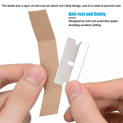 100 PCS Razor Blades Single Edge Extra Sharp High Carbon Steel Safety Scraper Blades For Box Cutter 4