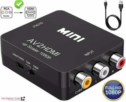 RCA to HDMI Converter AV to HDMI Adapter for TV Monitor, Composite CVBS Audio Video Converter for VCR, DVD, Gaming