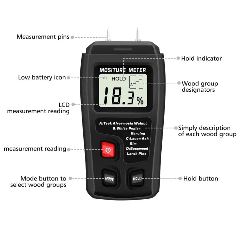 Digital LCD Wood Moisture Meter Accurate Tester For Firewood Paper  Cardboard 1