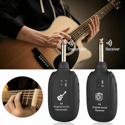 UHF Guitar Wireless System Transmitter And Receiver With Builtin Rechargeable Battery Long Range Pr 1