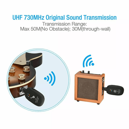 UHF Guitar Wireless System Transmitter And Receiver With Builtin Rechargeable Battery Long Range Pr 4