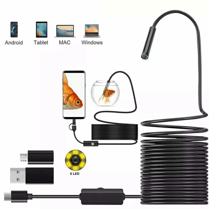 USB Snake Endoscope Borescope HD Camera Scope for Android & Type-C Devices