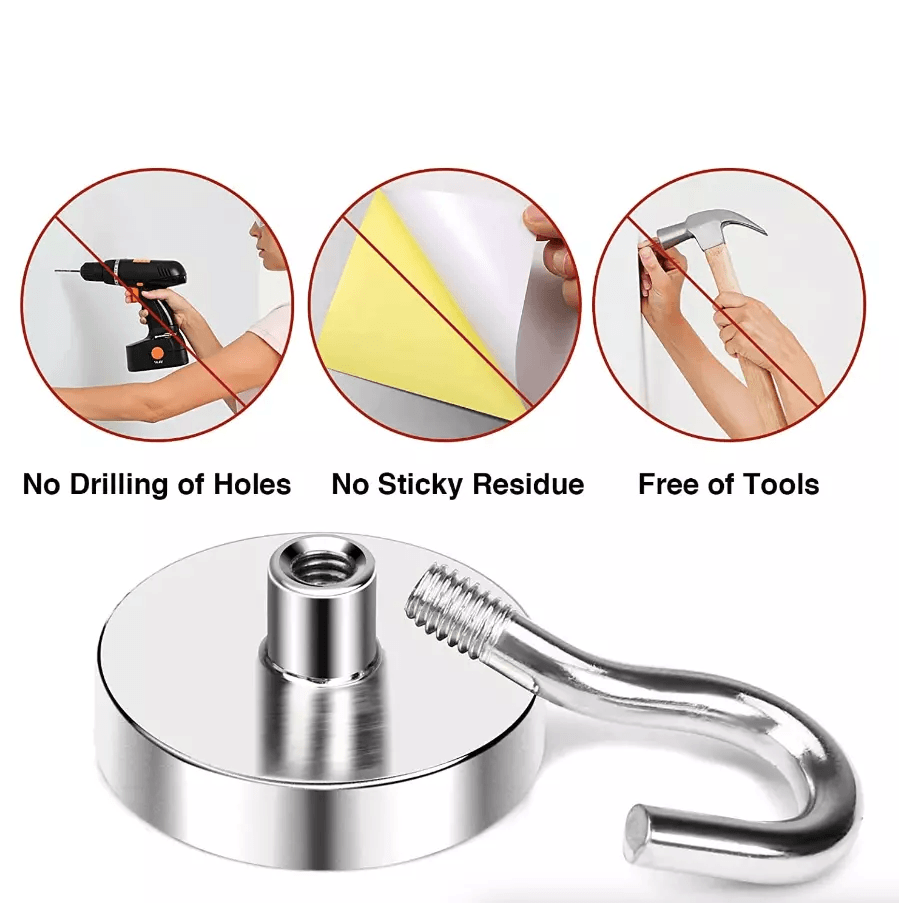 Strong Magnetic Hook Hangers N52 Neodymium Dia Clamping Magnets For Storage Organizing  Hanging 1