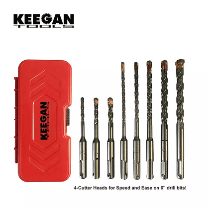 SDS Plus Drill Bit Set With 4Cutter Carbide Tip HeavyDuty Rotary Hammer Bits For Concrete Masonry B 6
