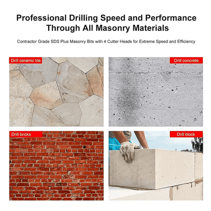 SDS Plus Drill Bit Set With 4Cutter Carbide Tip HeavyDuty Rotary Hammer Bits For Concrete Masonry B 1