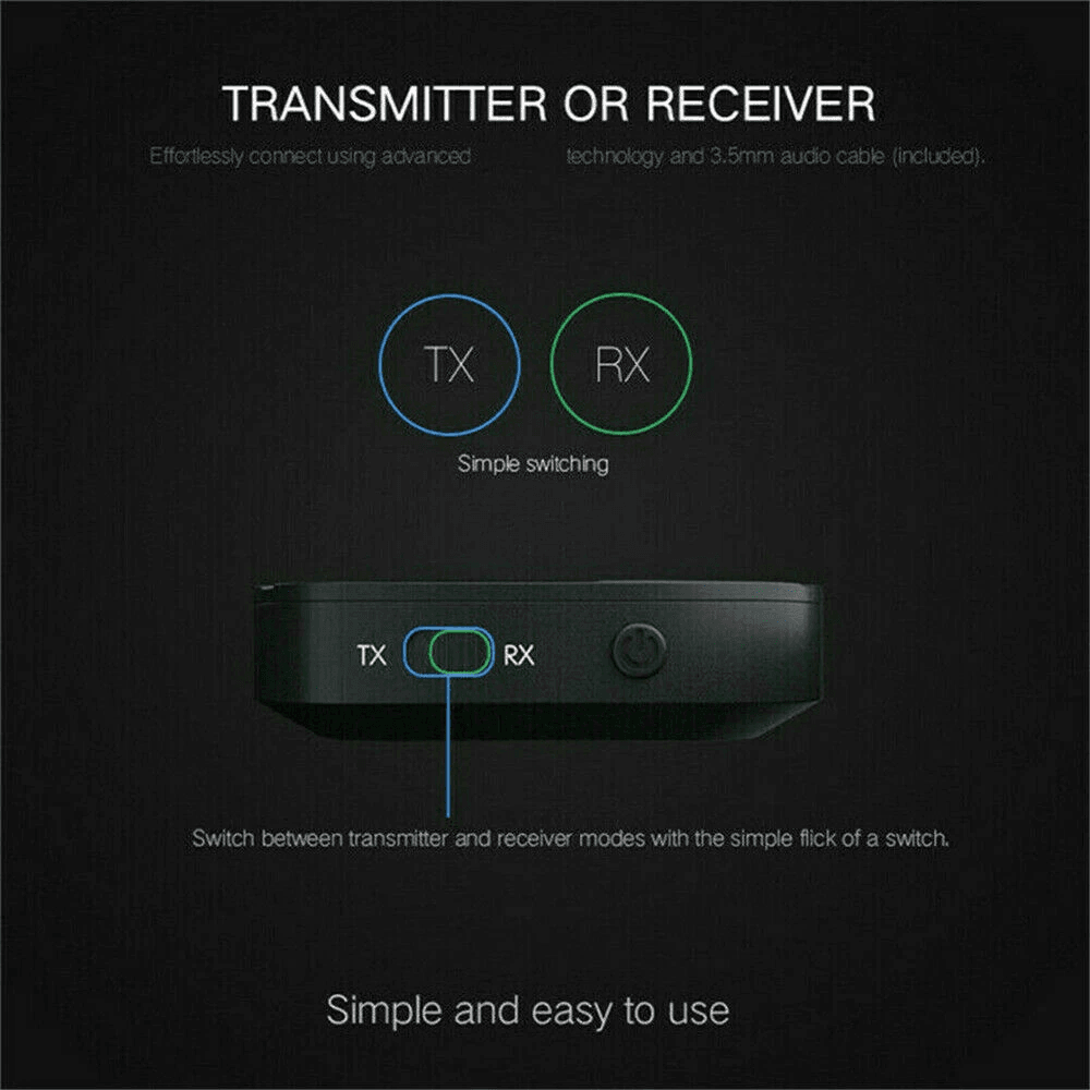2in1 Bluetooth Transmitter Receiver Wireless Adapter For TV Home Stereo Car Speaker Audio Dongle Wi 5