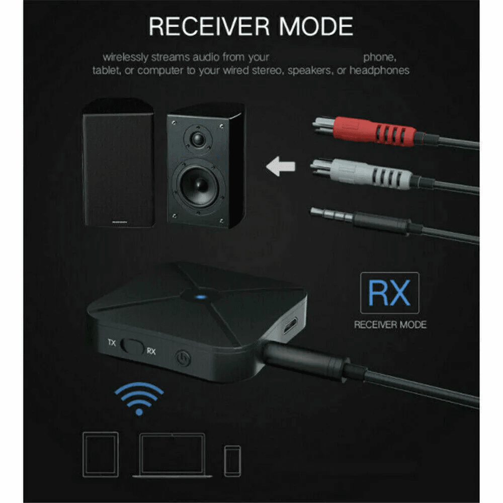2in1 Bluetooth Transmitter Receiver Wireless Adapter For TV Home Stereo Car Speaker Audio Dongle Wi 6
