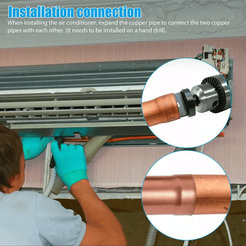 HVAC Flaring Tube Expander Kit Swaging Tool Drill Bit Set For Air Conditioner Copper Pipe Installat 3