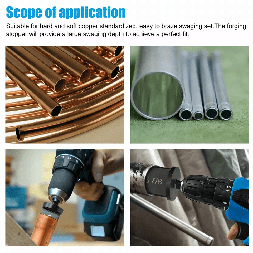 HVAC Flaring Tube Expander Kit Swaging Tool Drill Bit Set For Air Conditioner Copper Pipe Installat 5