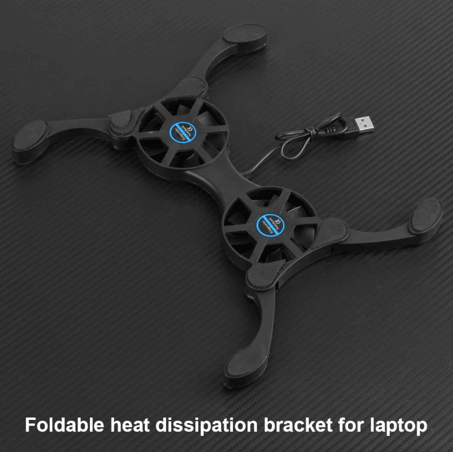 Foldable Slim Dual USB Cooling Fan Pad Quiet Cooler Stand For Laptop PC Notebook With Adjustable Sp 6