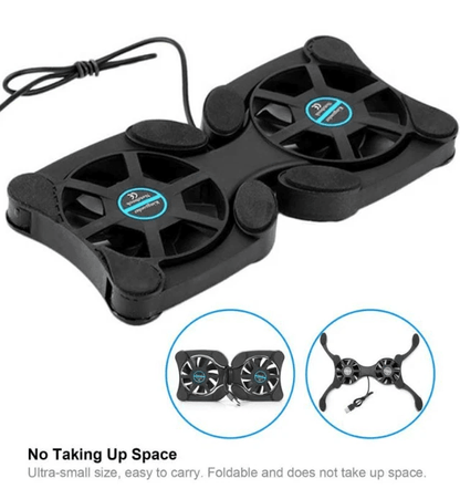 Foldable Slim Dual USB Cooling Fan Pad Quiet Cooler Stand For Laptop PC Notebook With Adjustable Sp 9
