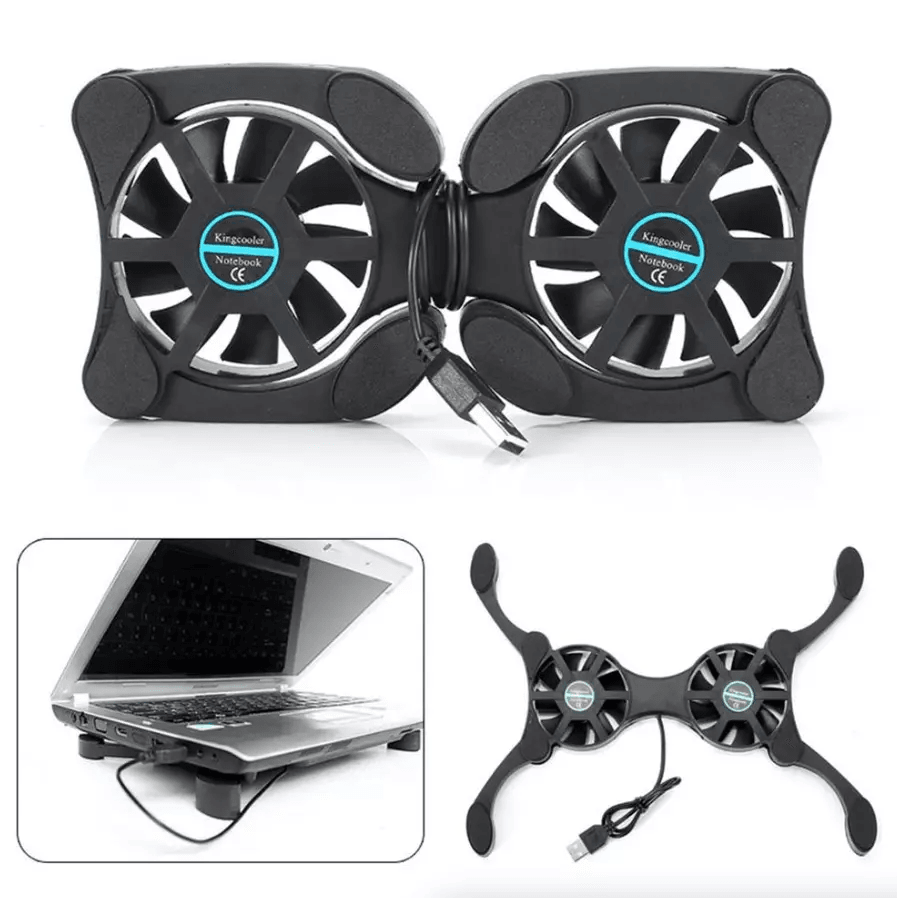 Foldable Slim Dual USB Cooling Fan Pad Quiet Cooler Stand For Laptop PC Notebook With Adjustable Sp 10