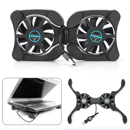 Foldable Slim Dual USB Cooling Fan Pad Quiet Cooler Stand For Laptop PC Notebook With Adjustable Sp 10