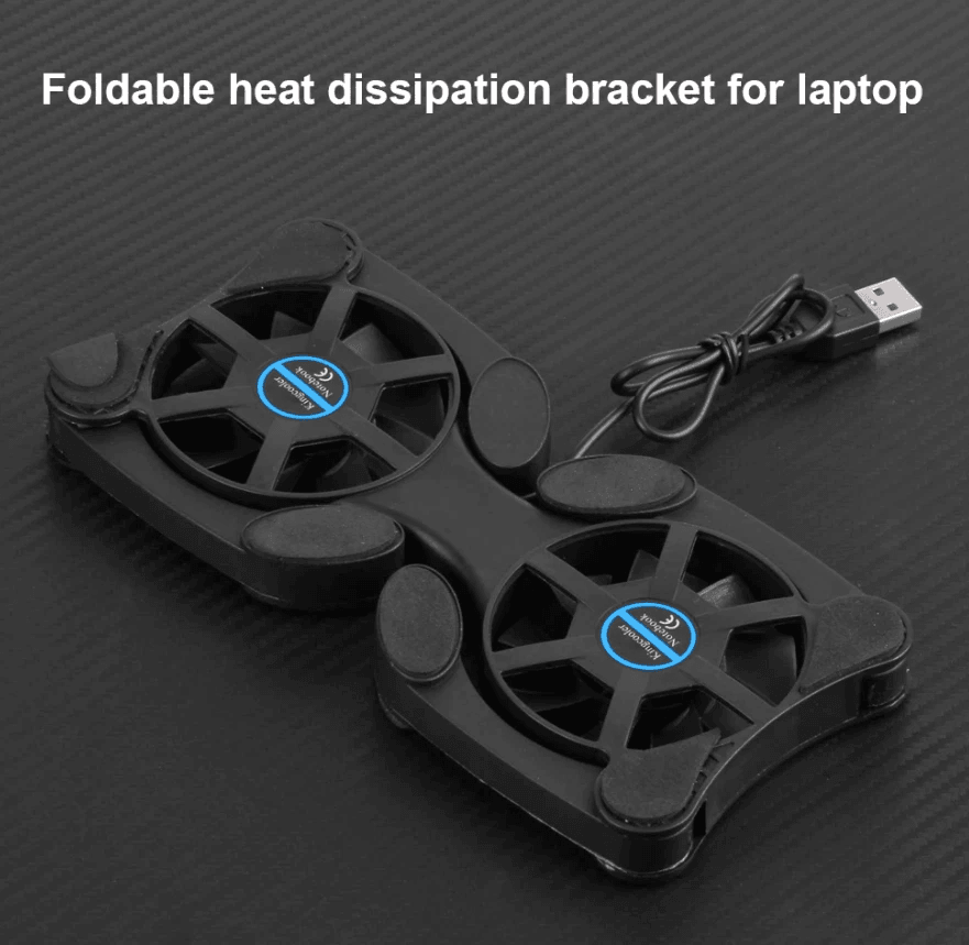 Foldable Slim Dual USB Cooling Fan Pad Quiet Cooler Stand For Laptop PC Notebook With Adjustable Sp 5