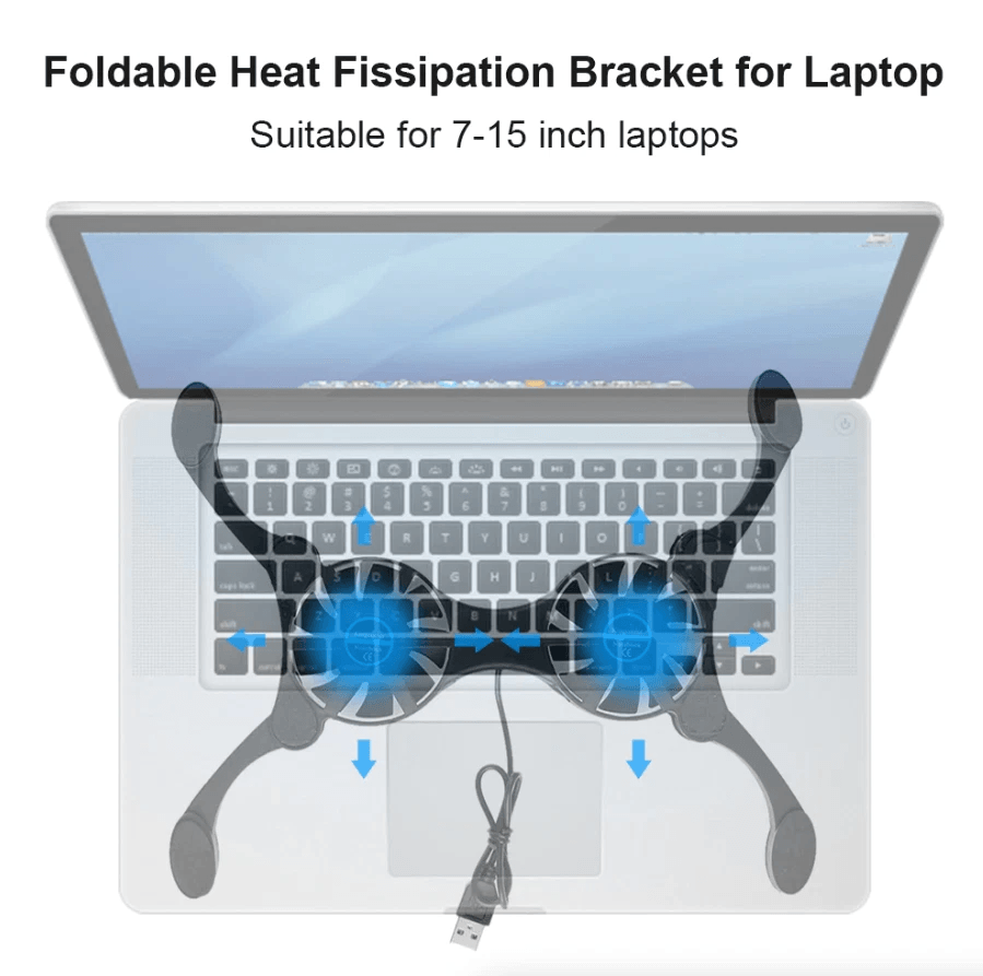 Foldable Slim Dual USB Cooling Fan Pad Quiet Cooler Stand For Laptop PC Notebook With Adjustable Sp 3