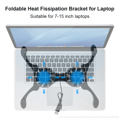 Foldable Slim Dual USB Cooling Fan Pad Quiet Cooler Stand For Laptop PC Notebook With Adjustable Sp 3