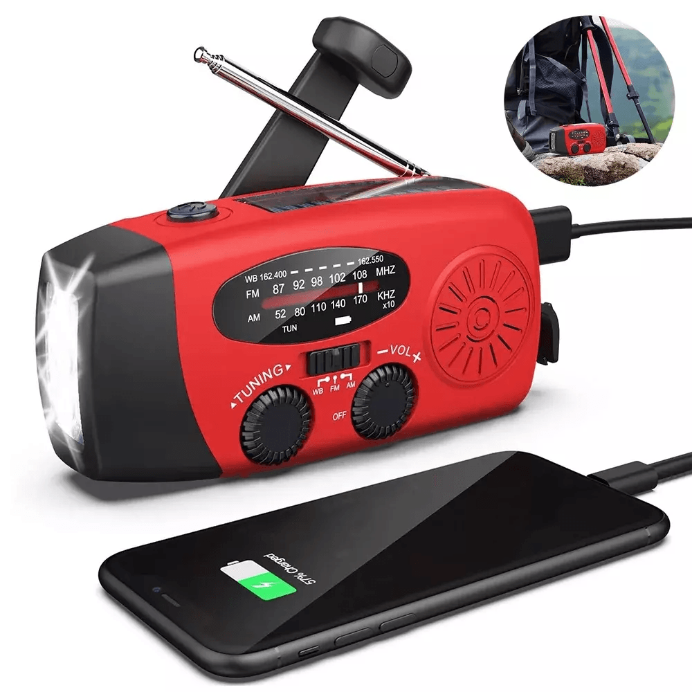 Emergency Radio Crank Solar Hand Weather 1000mAh Power Bank Charger Flashlight  Portable Survival G 7