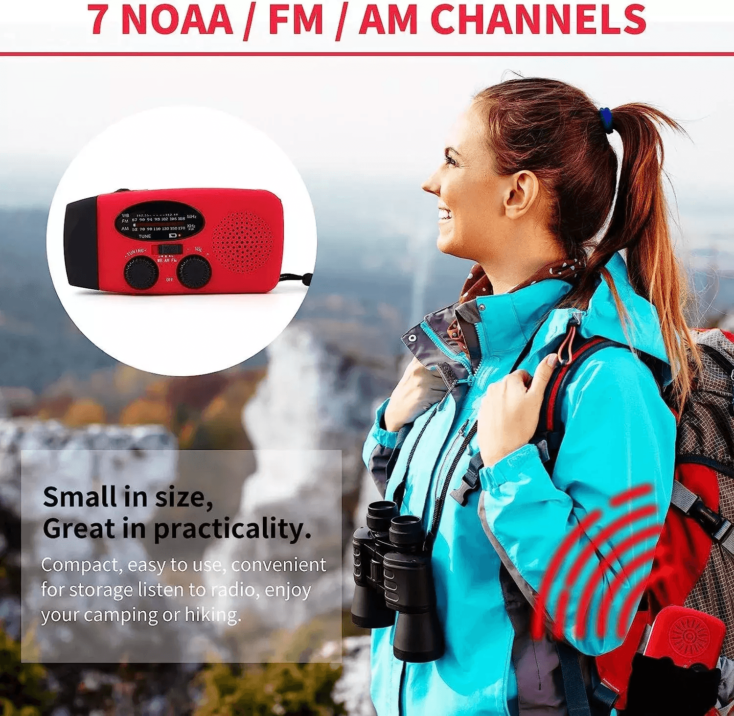 Emergency Radio Crank Solar Hand Weather 1000mAh Power Bank Charger Flashlight  Portable Survival G 1