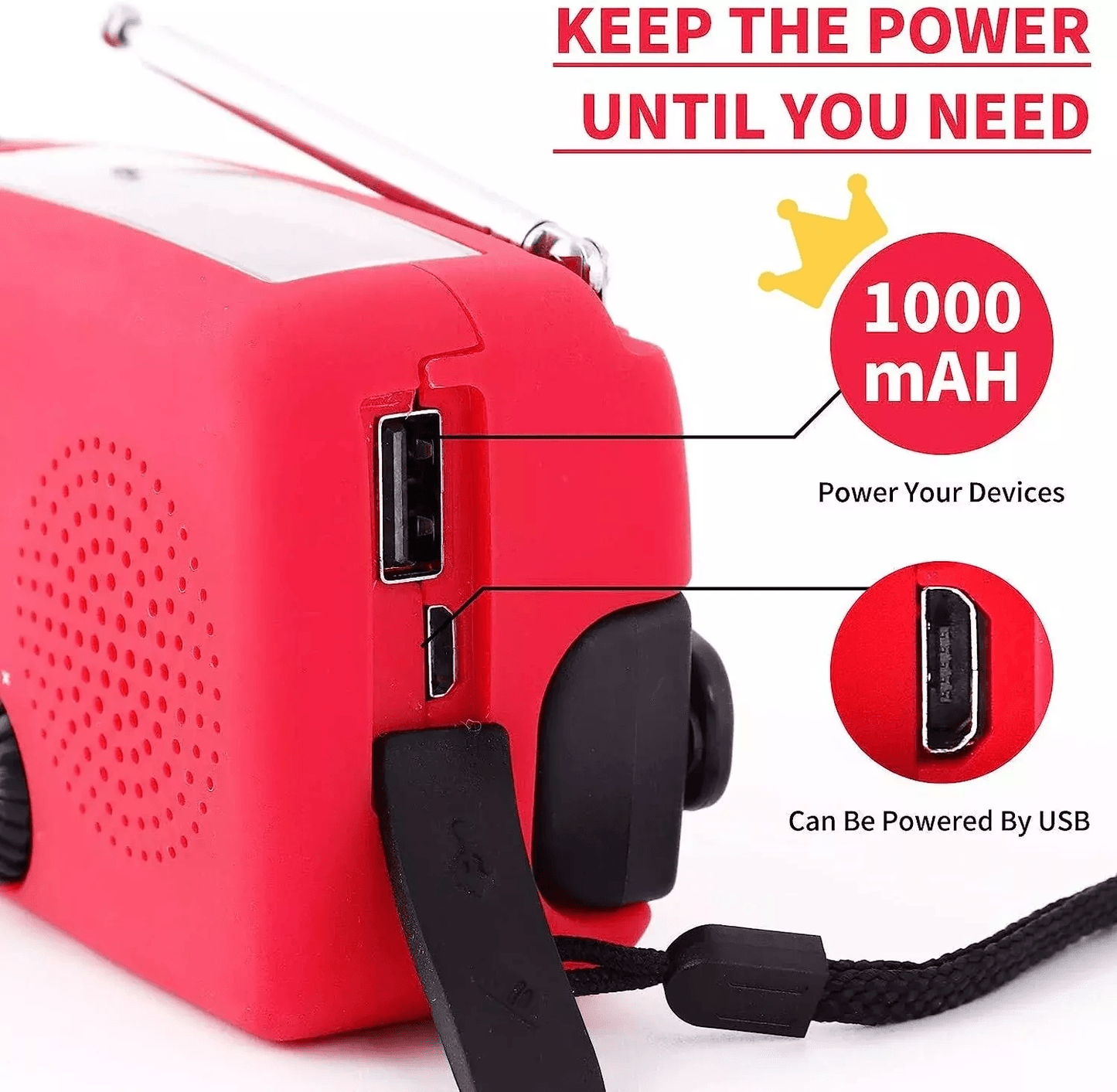 Emergency Radio Crank Solar Hand Weather 1000mAh Power Bank Charger Flashlight  Portable Survival G 4