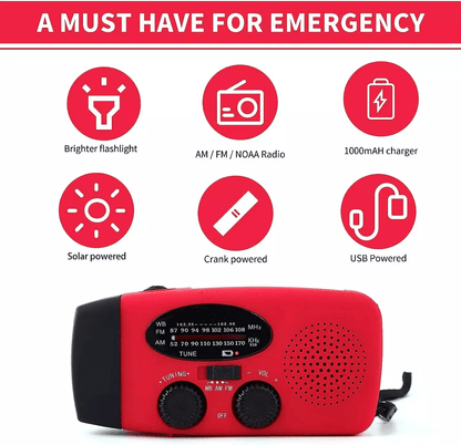 Emergency Radio Crank Solar Hand Weather 1000mAh Power Bank Charger Flashlight  Portable Survival G 5