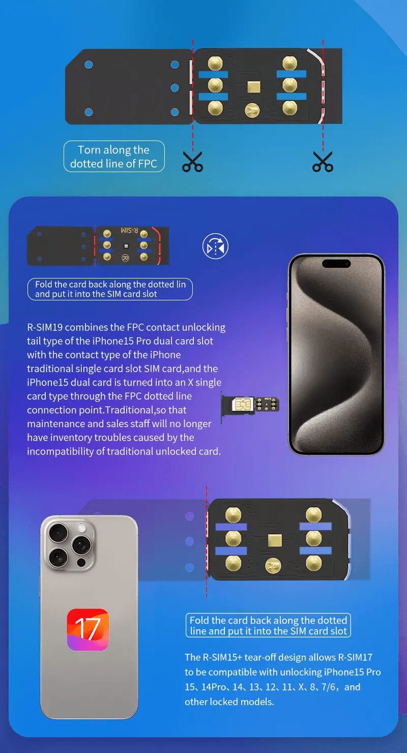 RSIM19 NEW QPE Stable Unlock SIM Card For IPhone 15141312  Compatible With IOS17 5G LTE Support 11