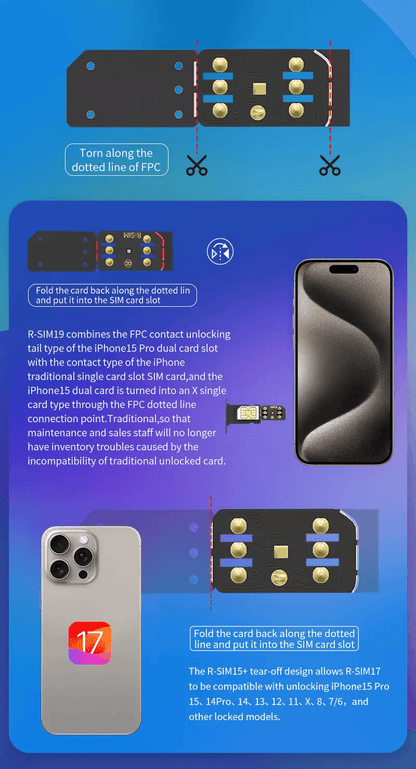 RSIM19 NEW QPE Stable Unlock SIM Card For IPhone 15141312  Compatible With IOS17 5G LTE Support 11