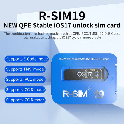 R-SIM19 NEW QPE Stable Unlock SIM Card for iPhone 15/14/13/12 – Compatible with iOS17, 5G LTE Support