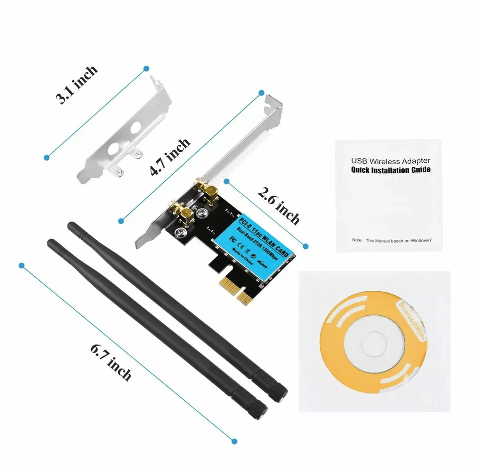 Dual Band PCIE Card WiFi Adapter HighSpeed Wireless PCIe Network Card For Desktop PC Low Profile Br 8