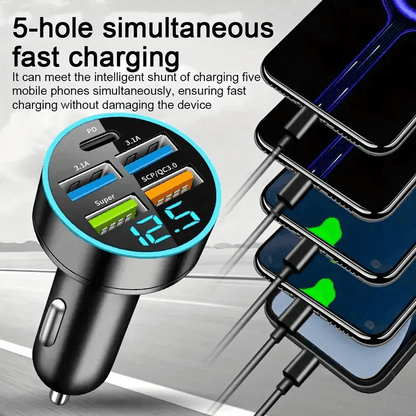 5 USB Port Super Fast Car Charger Adapter  150W MultiPort Fast Charging For IPhone Samsung Android  1