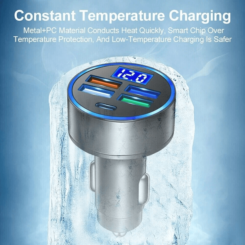 5 USB Port Super Fast Car Charger Adapter  150W MultiPort Fast Charging For IPhone Samsung Android  10