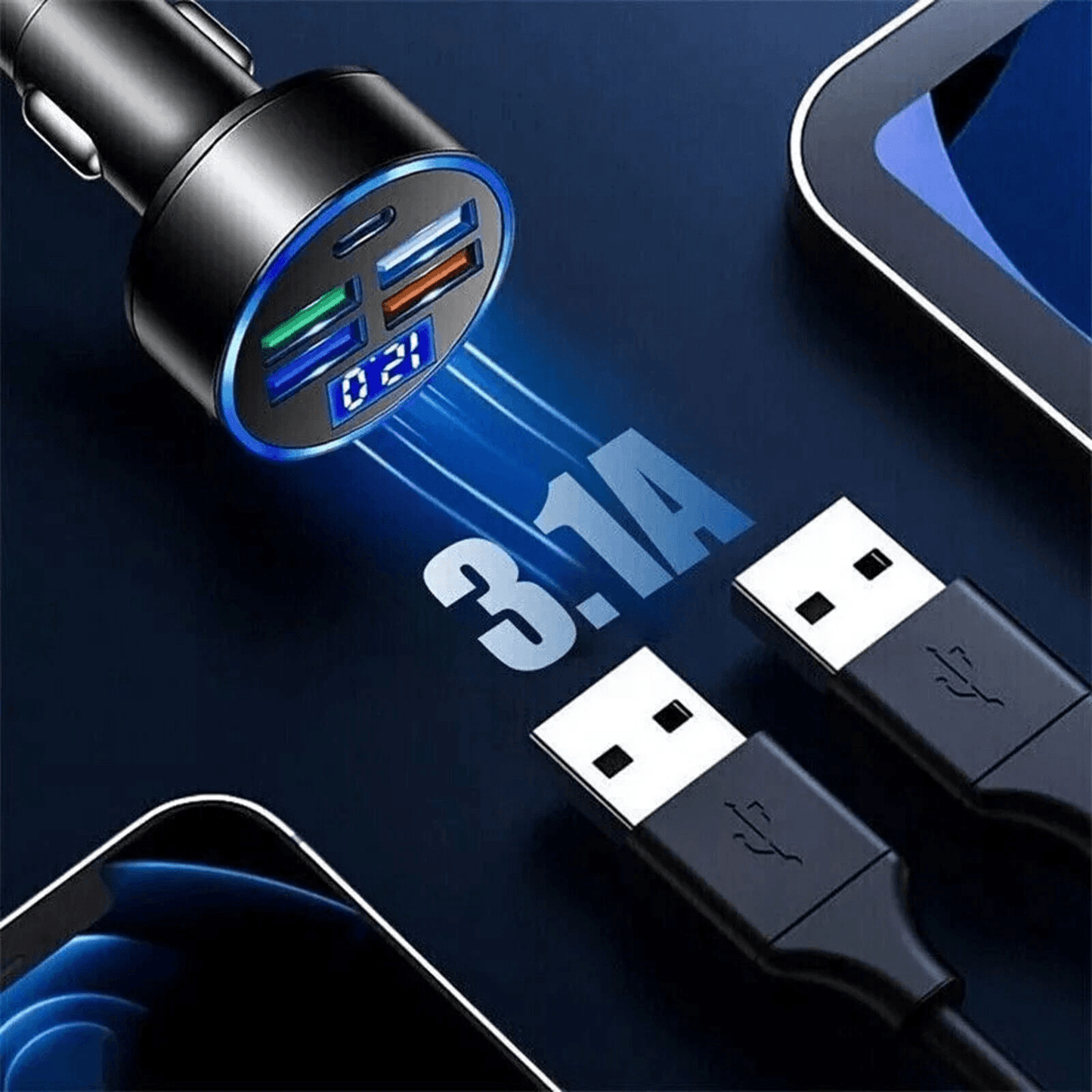 5 USB Port Super Fast Car Charger Adapter  150W MultiPort Fast Charging For IPhone Samsung Android  5