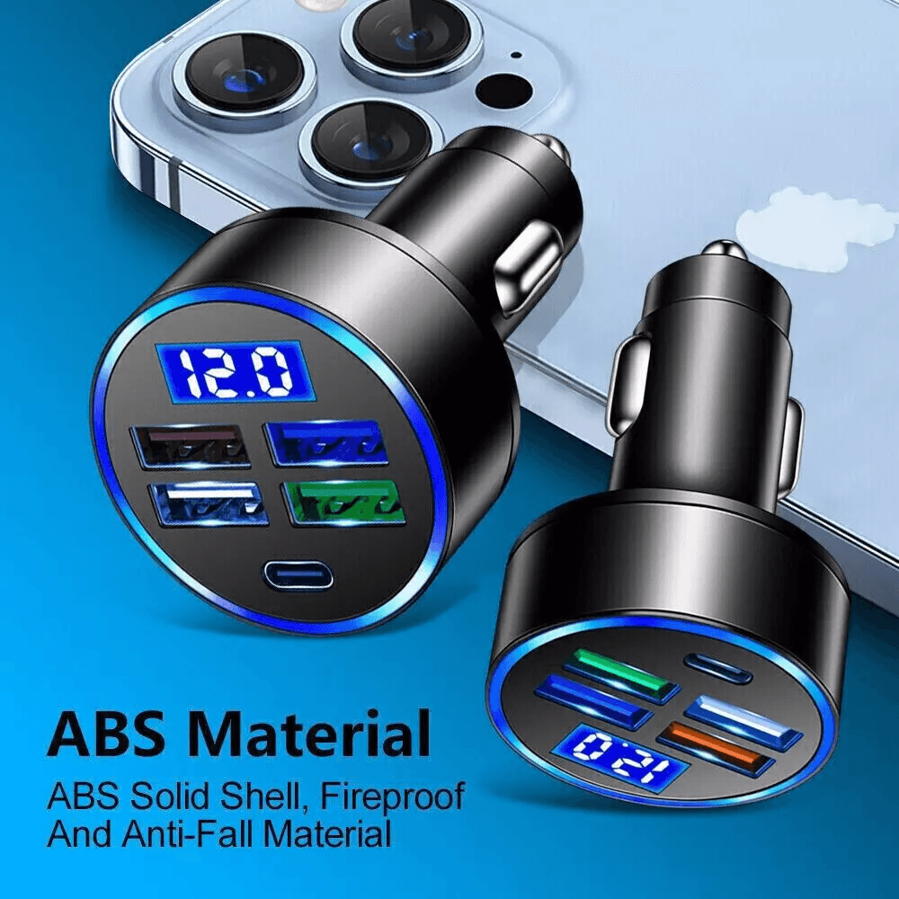 5 USB Port Super Fast Car Charger Adapter  150W MultiPort Fast Charging For IPhone Samsung Android  8