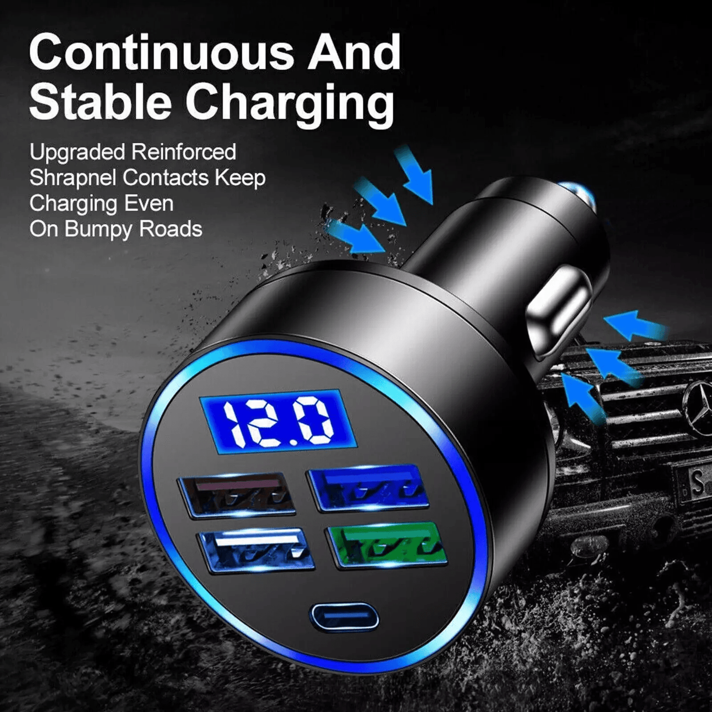 5 USB Port Super Fast Car Charger Adapter  150W MultiPort Fast Charging For IPhone Samsung Android  9