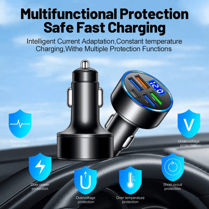 5 USB Port Super Fast Car Charger Adapter  150W MultiPort Fast Charging For IPhone Samsung Android  11