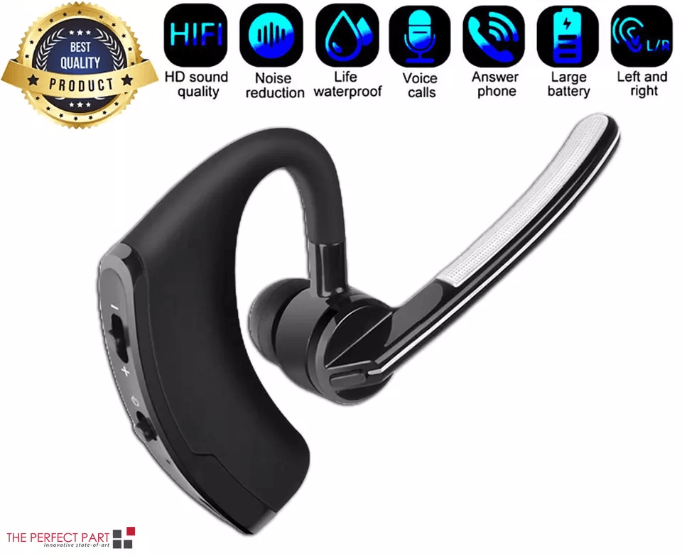 Wireless Bluetooth Headset with Noise Cancelling Mic, Ideal Earpiece for Truck Drivers, Call Centers & Hand-Free Calling