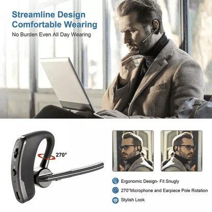 Wireless Bluetooth Headset With Noise Cancelling Mic Ideal Earpiece For Truck Drivers Call Centers  5