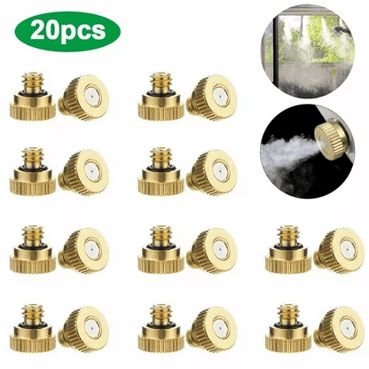 Brass Misting Nozzles for Mister Sprinkler Outdoor Cooling System, Garden Patio Water Mist Sprayer Kit