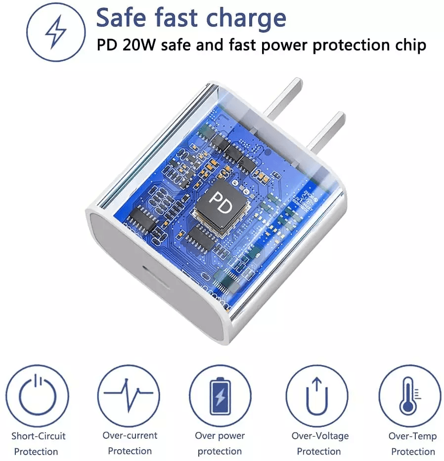 Super Fast Charger Type C For IPhone USBC 20W PD Wall Adapter With Cable Fast Char 3