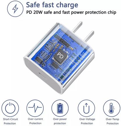 Super Fast Charger Type C For IPhone USBC 20W PD Wall Adapter With Cable Fast Char 3