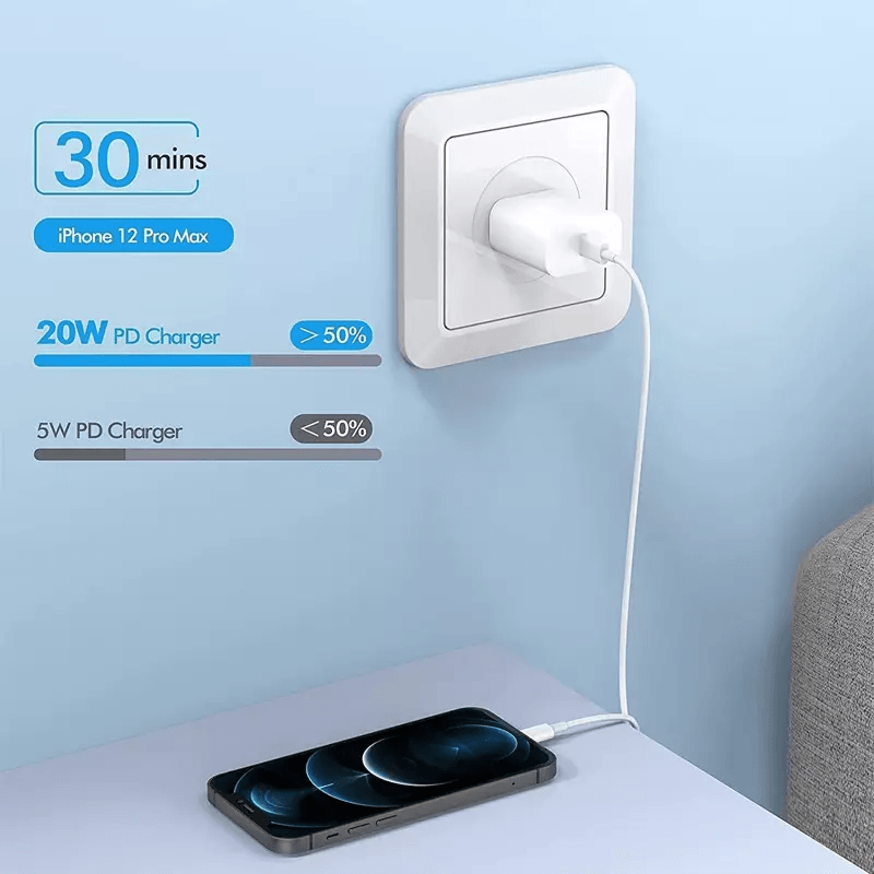 Super Fast Charger Type C For IPhone USBC 20W PD Wall Adapter With Cable Fast Char 1