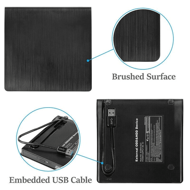 USB 30 Slim External CD DVD RW Drive Writer Burner Player Compatible With Laptop PC  Mac Portable   2