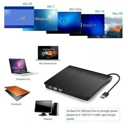 USB 30 Slim External CD DVD RW Drive Writer Burner Player Compatible With Laptop PC  Mac Portable   1