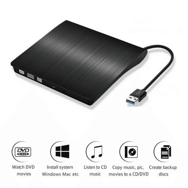 USB 30 Slim External CD DVD RW Drive Writer Burner Player Compatible With Laptop PC  Mac Portable   5