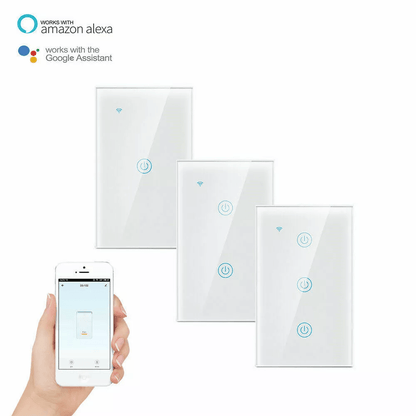Gang WiFi Smart Wall Touch Light Switch Glass Panel Compatible With Alexa Google Assistant Remote C 8