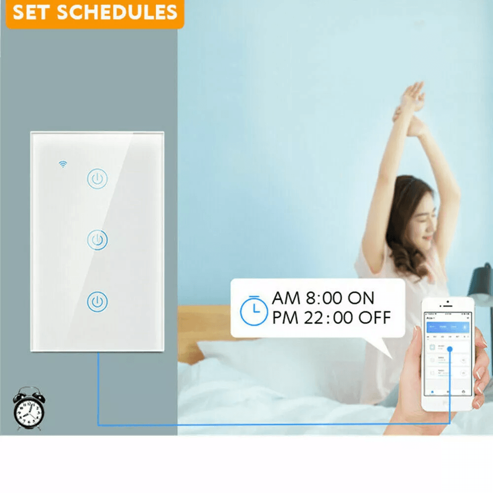Gang WiFi Smart Wall Touch Light Switch Glass Panel Compatible With Alexa Google Assistant Remote C 4