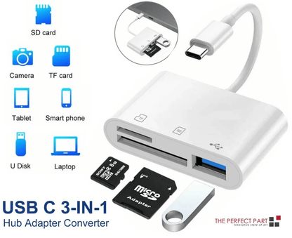 USB Hub Converter Type-C Adapter, SD Card Reader for MacBook Pro, Laptop, Chromebook & USB-C Devices