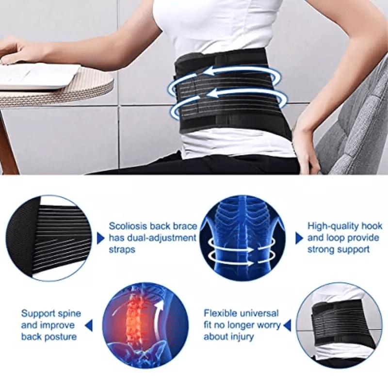 Lower Back Support Brace Lumbar Waist Belt Double Pull Design With Breathable Mesh For Men  Women P 8