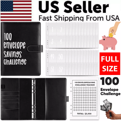 100 Envelope Challenge Budget Planner with A5 Money Saving Binder Kit Pre Numbered Cash Envelopes