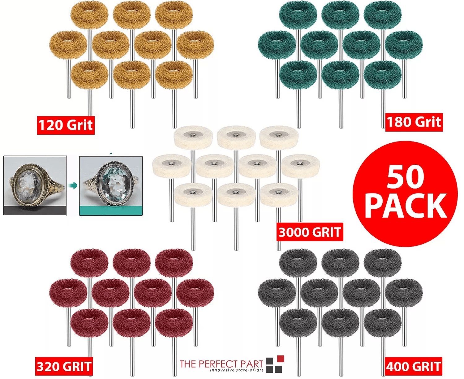Metal Polishing Buffing Wheel & Burr Kit, Rotary Tool Accessories For Dremel, Jewelry, Rust Removal & Surface Polish