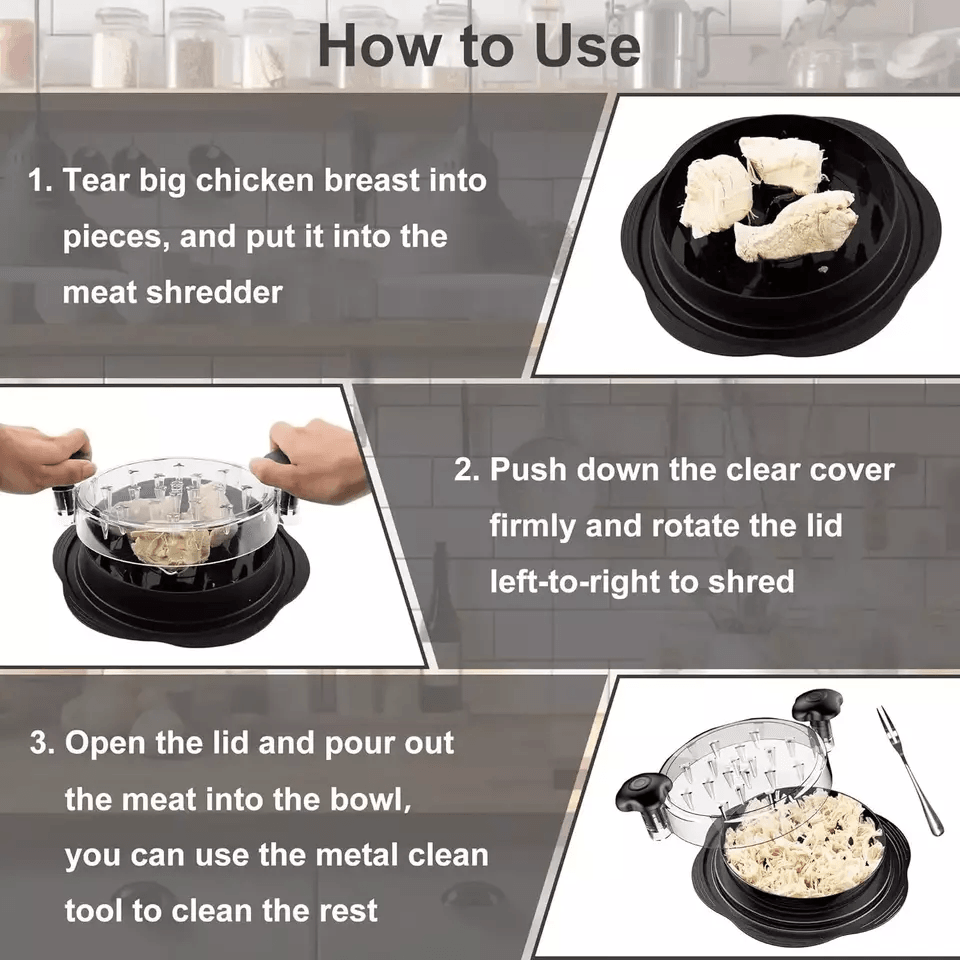Large Chicken Shredder Tool Twist Meat Shredding Grinder With NonSlip Base BPAFree Handles Dishwash 8
